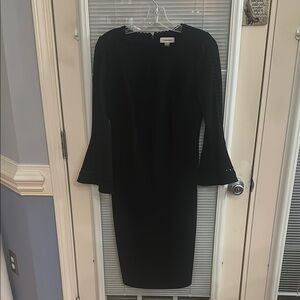 Calvin Klein Black Bell Sleeve Sheath Dress